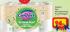 CONFORT GERİ DÖNÜŞTÜRÜLMÜŞ TUVALET KAĞIDI 16'LI indirimli fiyat CONFORT GERİ DÖNÜŞTÜRÜLMÜŞ TUVALET KAĞIDI 16'LI fiyat ve kampanya bilgisi